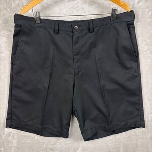 Haggar Chino Shorts Mens Size 38 Black Flat Front Adjustable Waistband Preppy